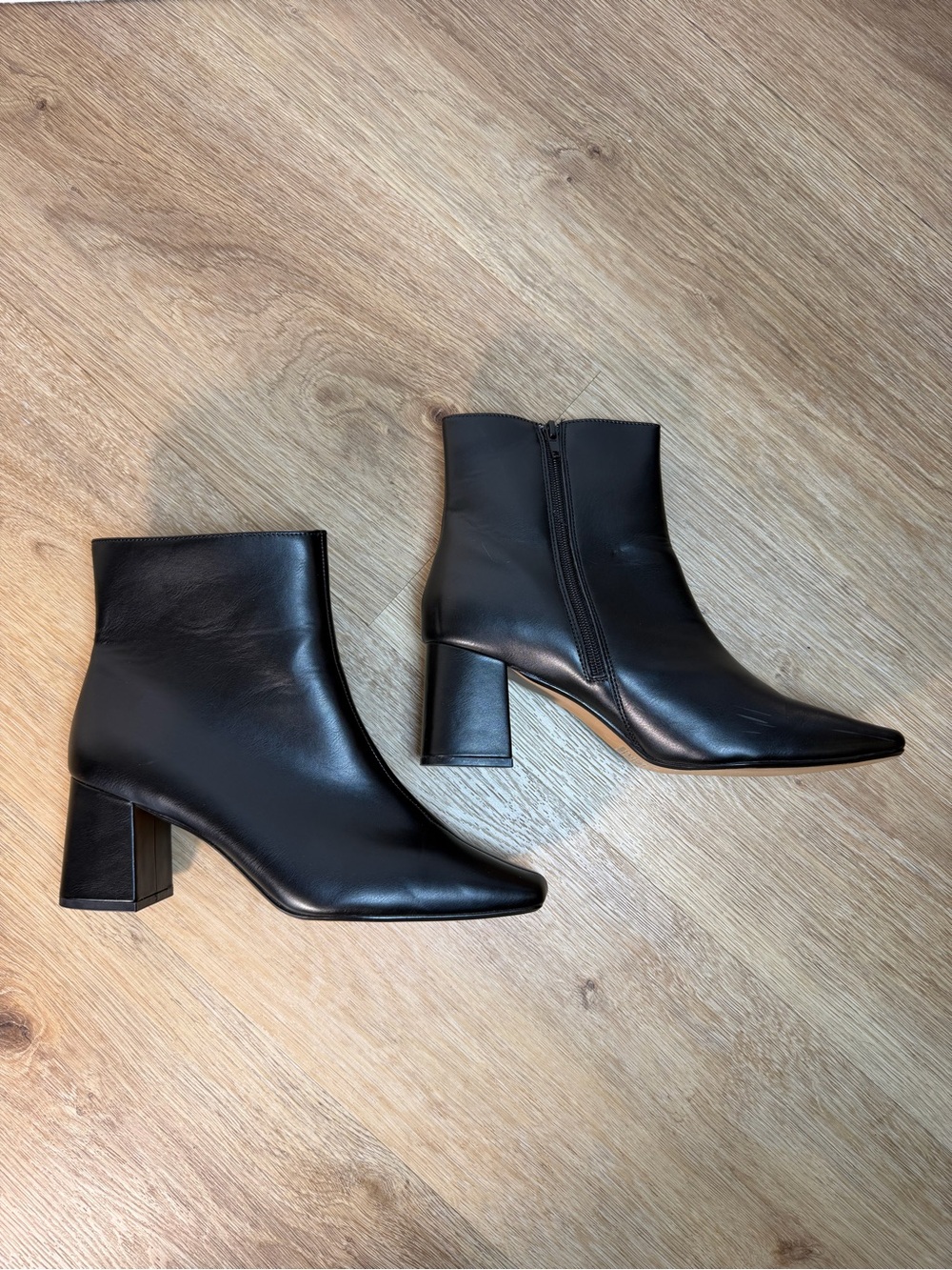 Journee Collection Size 11 Wide Black square toe Block Heel Ankle Boots side zip - Picture 4 of 7